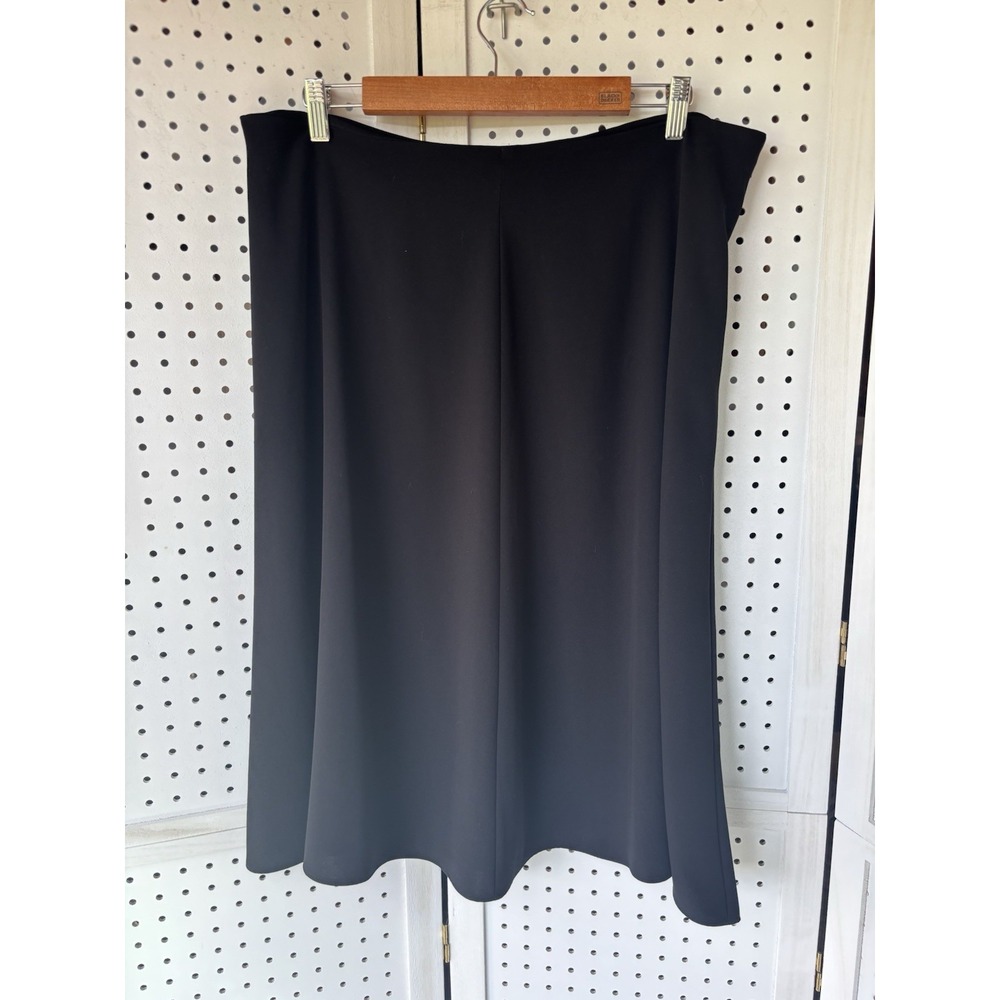 Eileen Fisher Lg Women's Black Flowy Midi Swing Skirt Polyester Side Zip